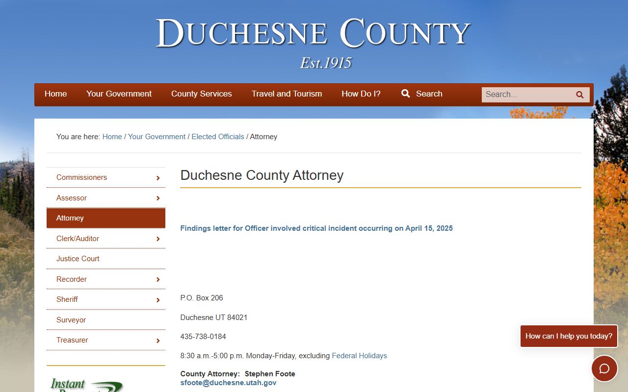 Duchesne County court records after arrest county attorney contact