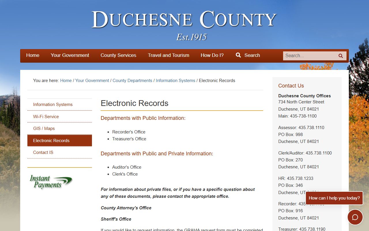 Duchesne County inmate booking records GRAMA request page