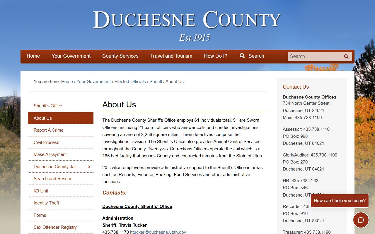 Duchesne County Jail inmate lookup staffing and capacity source